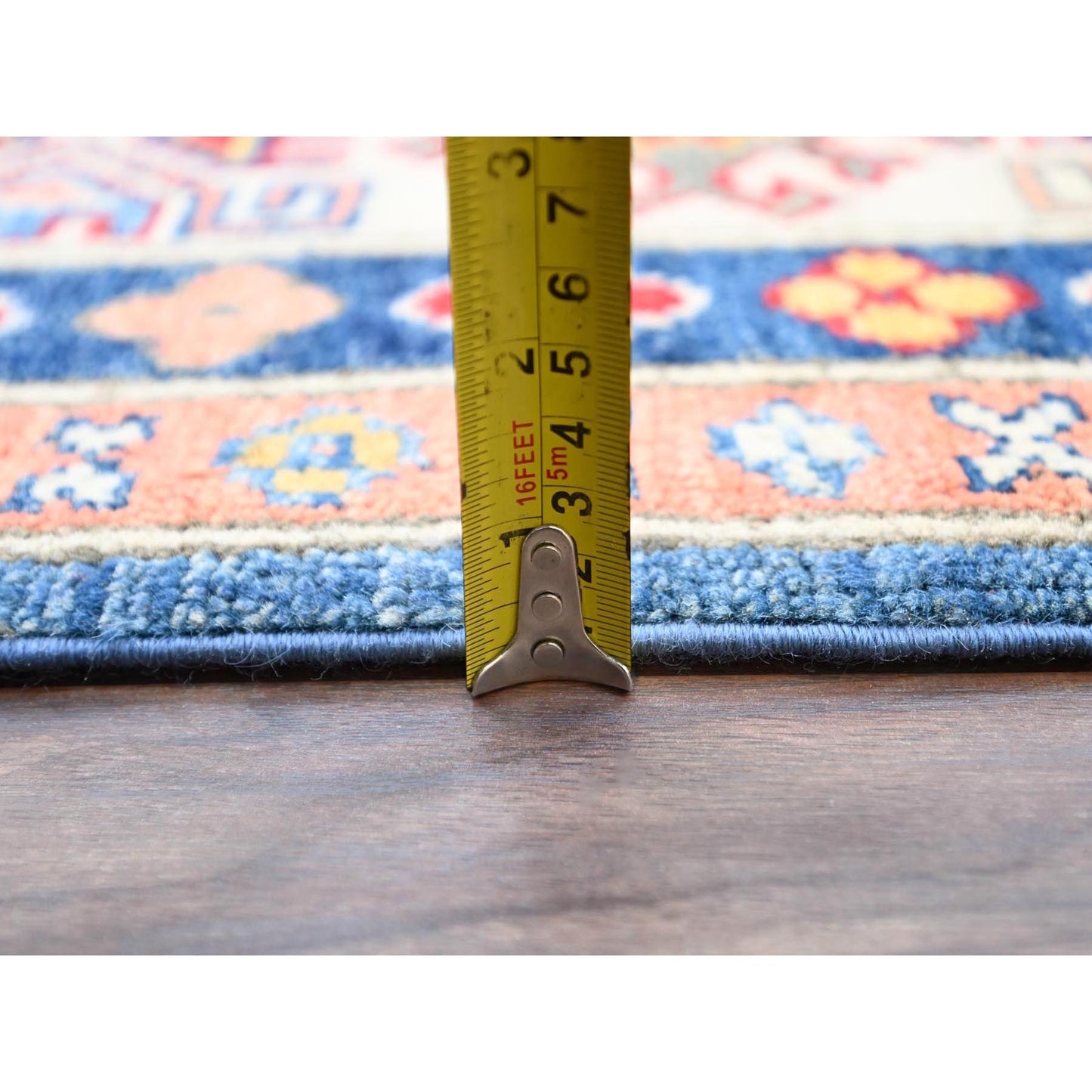 8'2"X10' Blue Hand Knotted Natural Dyes Wool Kazak Design Oriental Rug