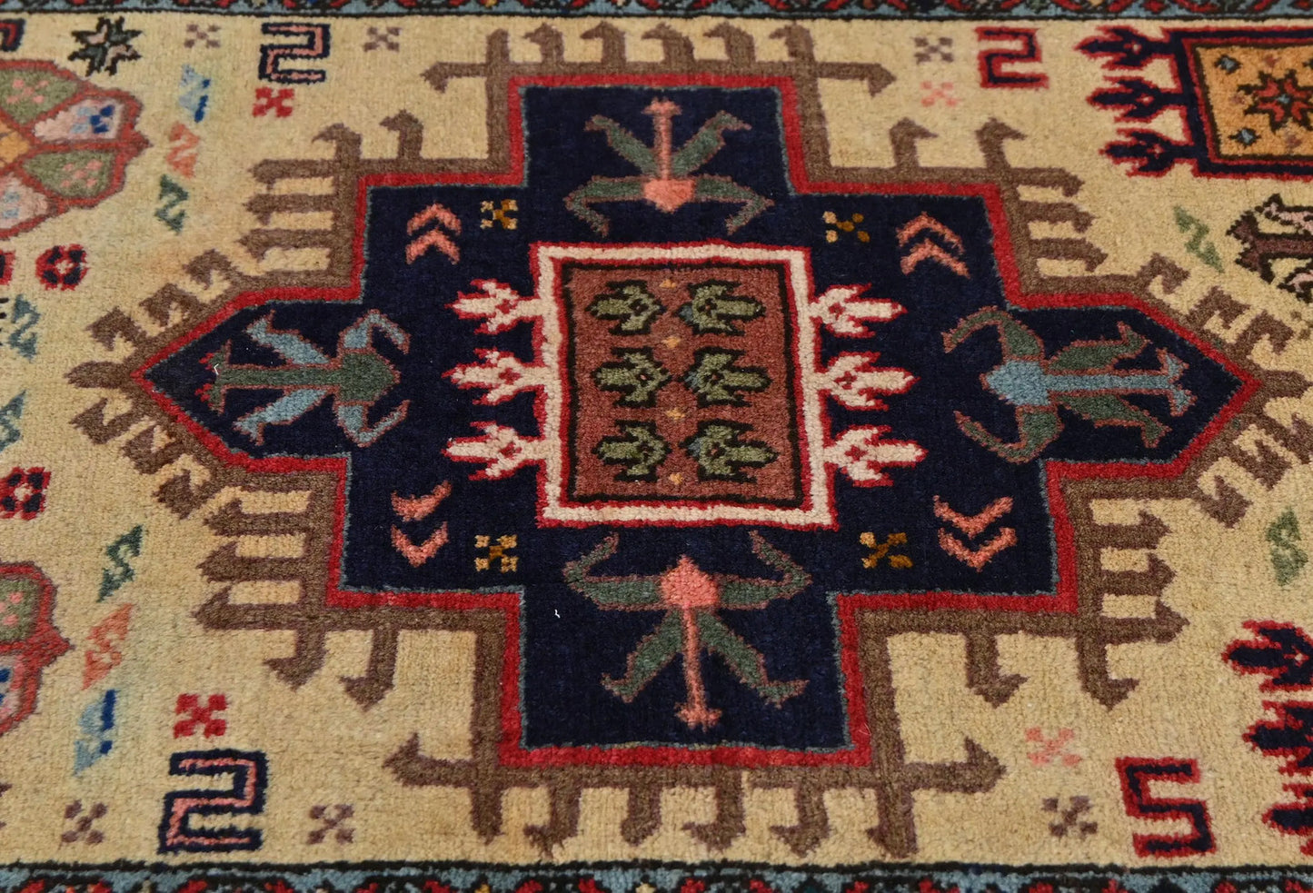 Vintage Tribal Geometric Runner Rug Wool Oriental