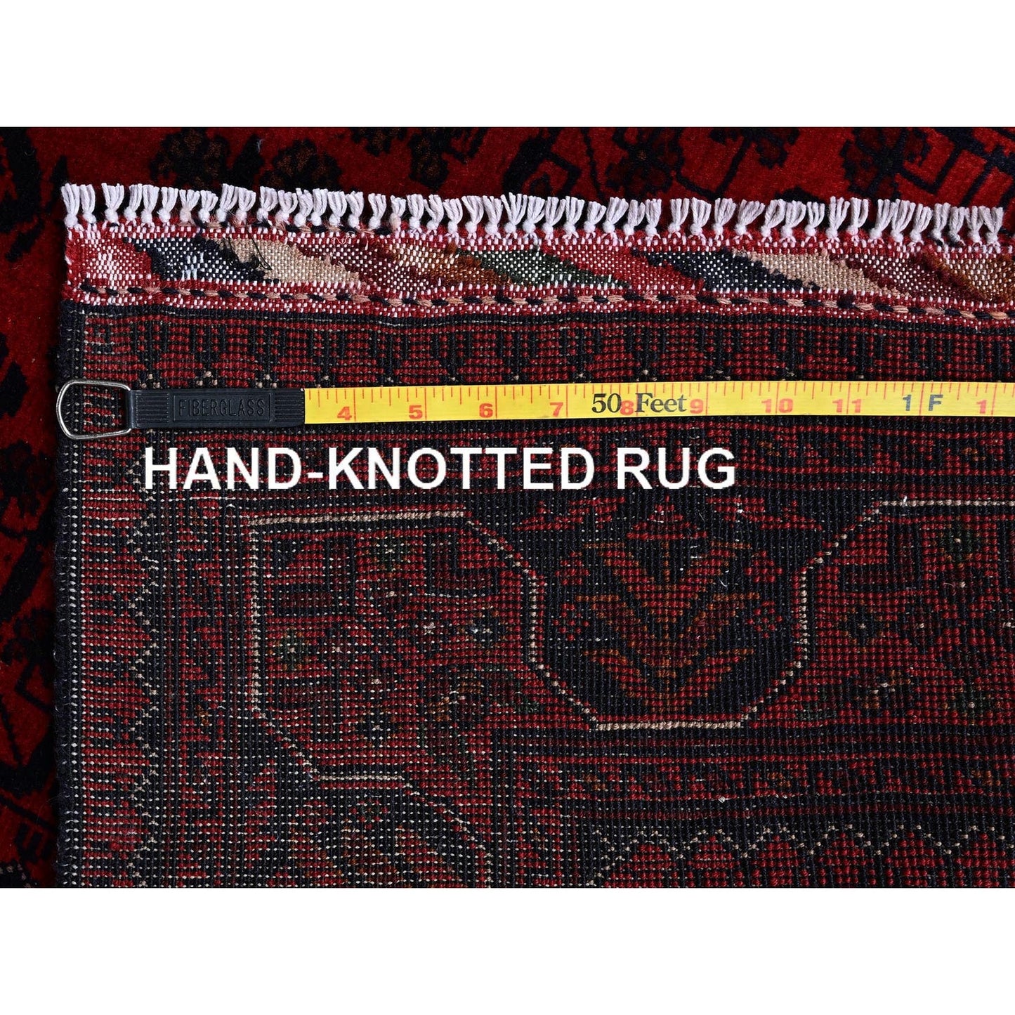 2'9"X3'10" Red Afghan Khamyab Tribal Design Hand Knotted Wool Sample Rug
