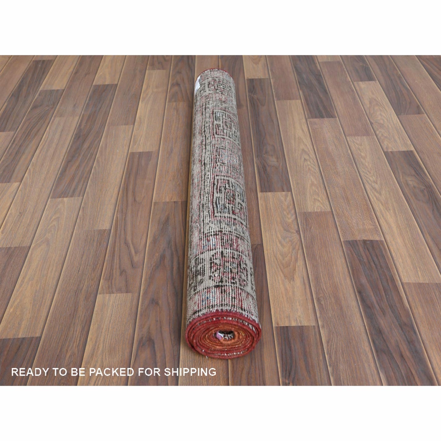 3'2"X9'5" Red Farsian Qashqairaz Distressed Wool Hand Knotted Runner Rug