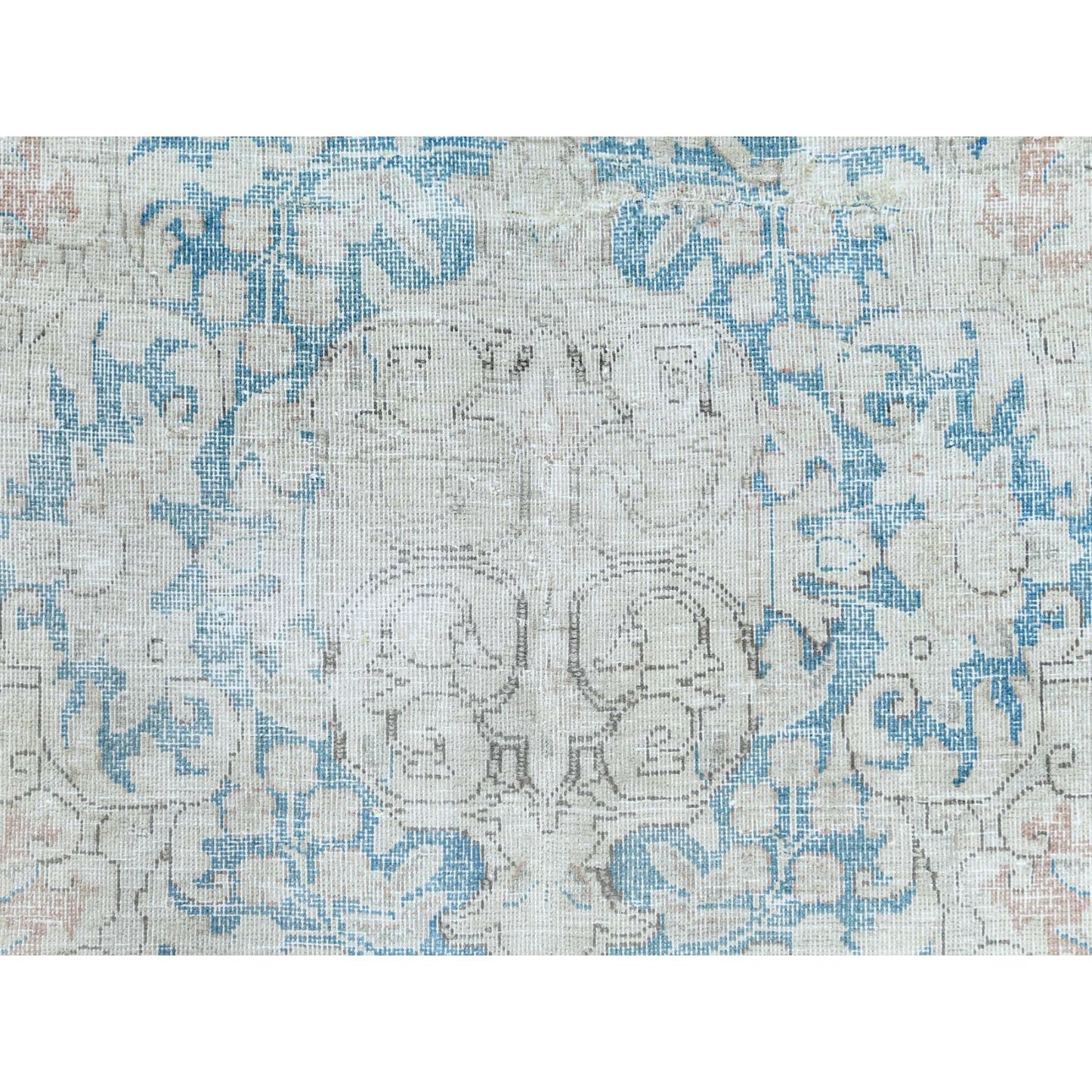 9'8"X12'9" Red Vintage Farsian Karman Worn Wool Hand Knotted Rug