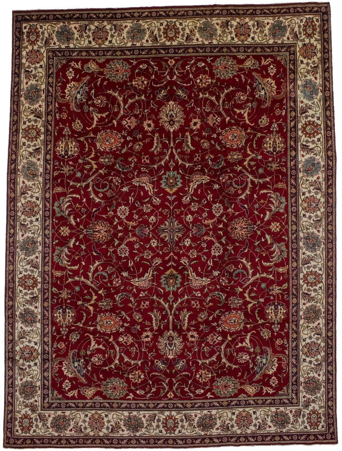 Vintage Handmade Wool Oriental Rug Classic Floral