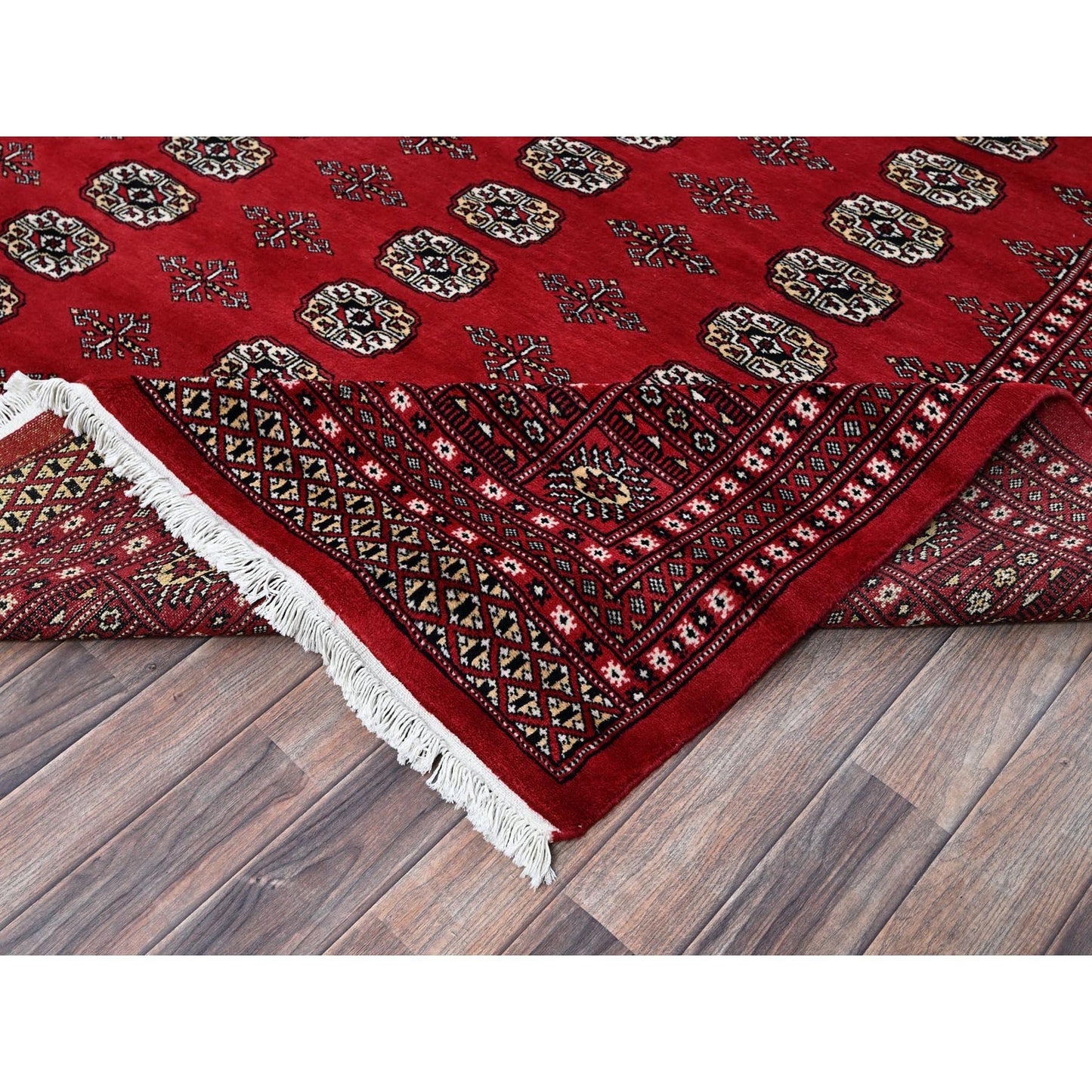 9'2"X12'4" Scarlet Red Princess Bokara Soft Wool Hand Knotted Rug