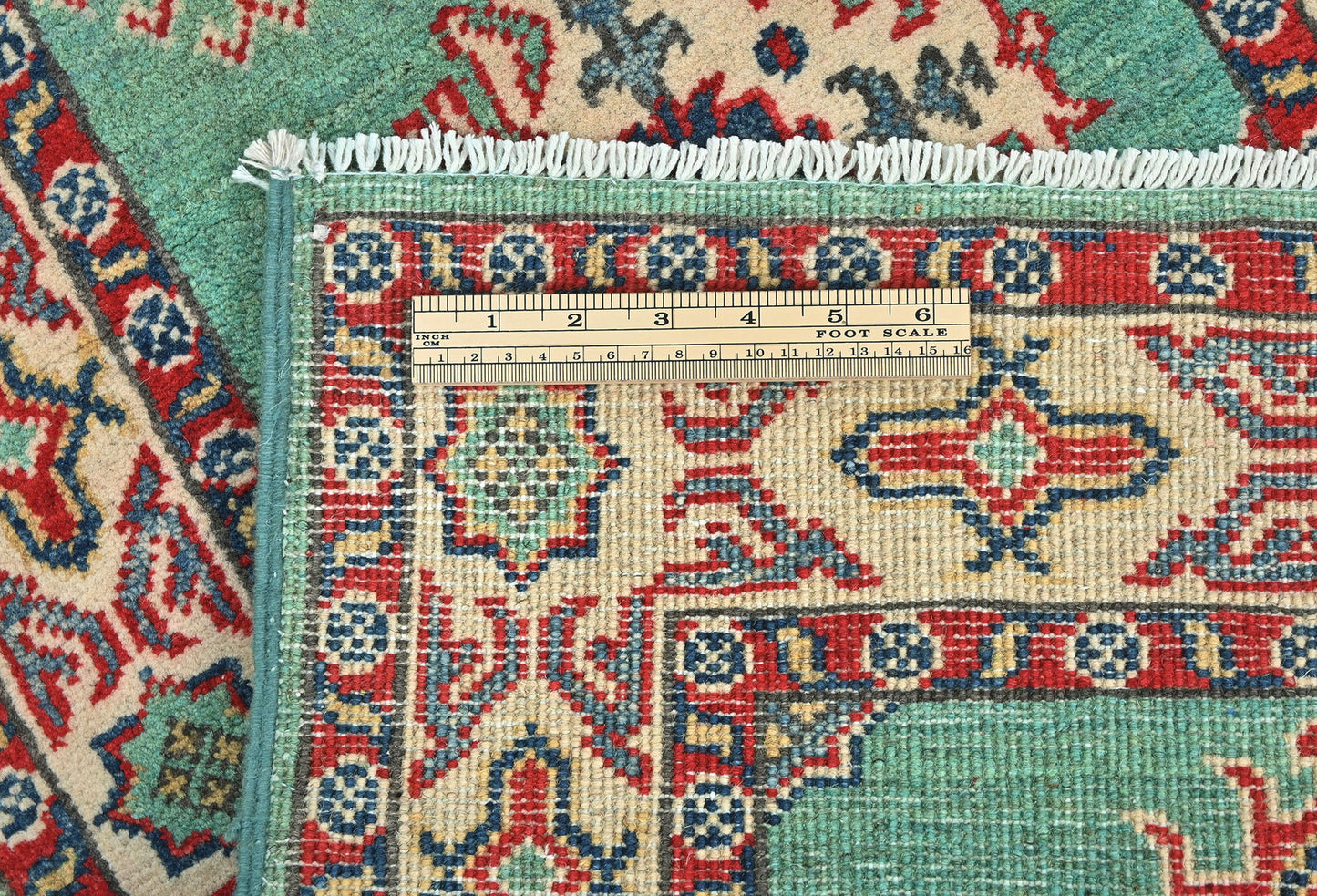 Hand-Knotted Kazak Tribal Runner Rug Geometric