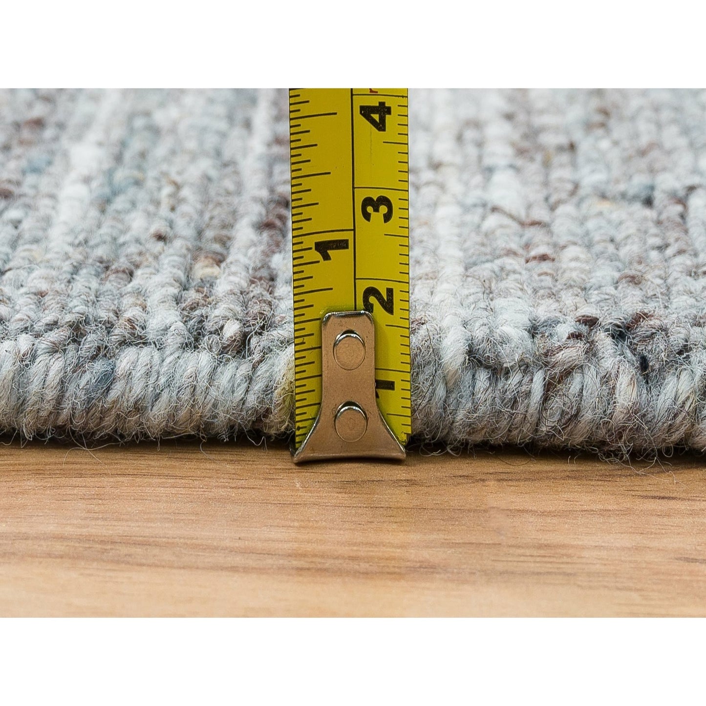 12'X12' Gray Wool Hand Loomed Modern Striae Design Square Oriental Rug