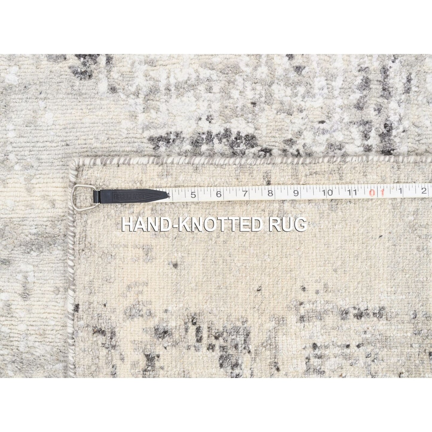 2'6"X8'1" Undyed Natural Wool Modern Cut And Loop Pile Beige Runner Rug
