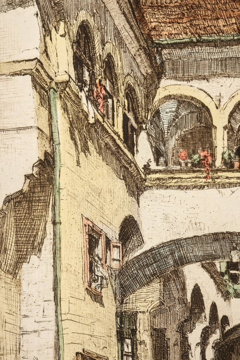 Herta Czernik-Kobanz Gzonning Etching Coloring "Mdling, Hafnerhaus" Beethoven