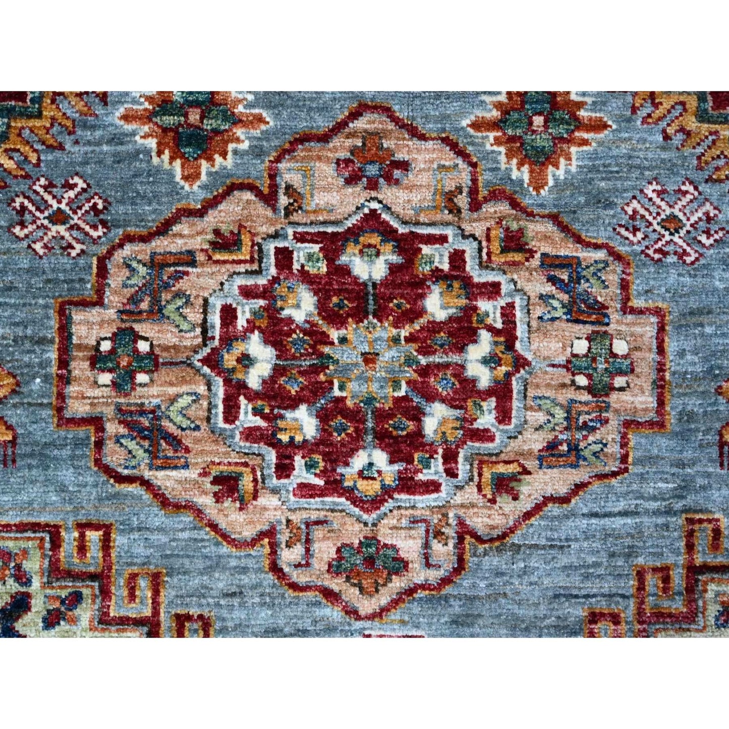 9'X12'5" Normandy Gray Hand Knotted Super Kazak Tribal Wool Oriental Rug