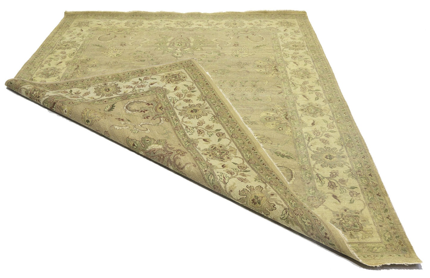 Hand-Knotted Wool Oriental Rug Large Distressed