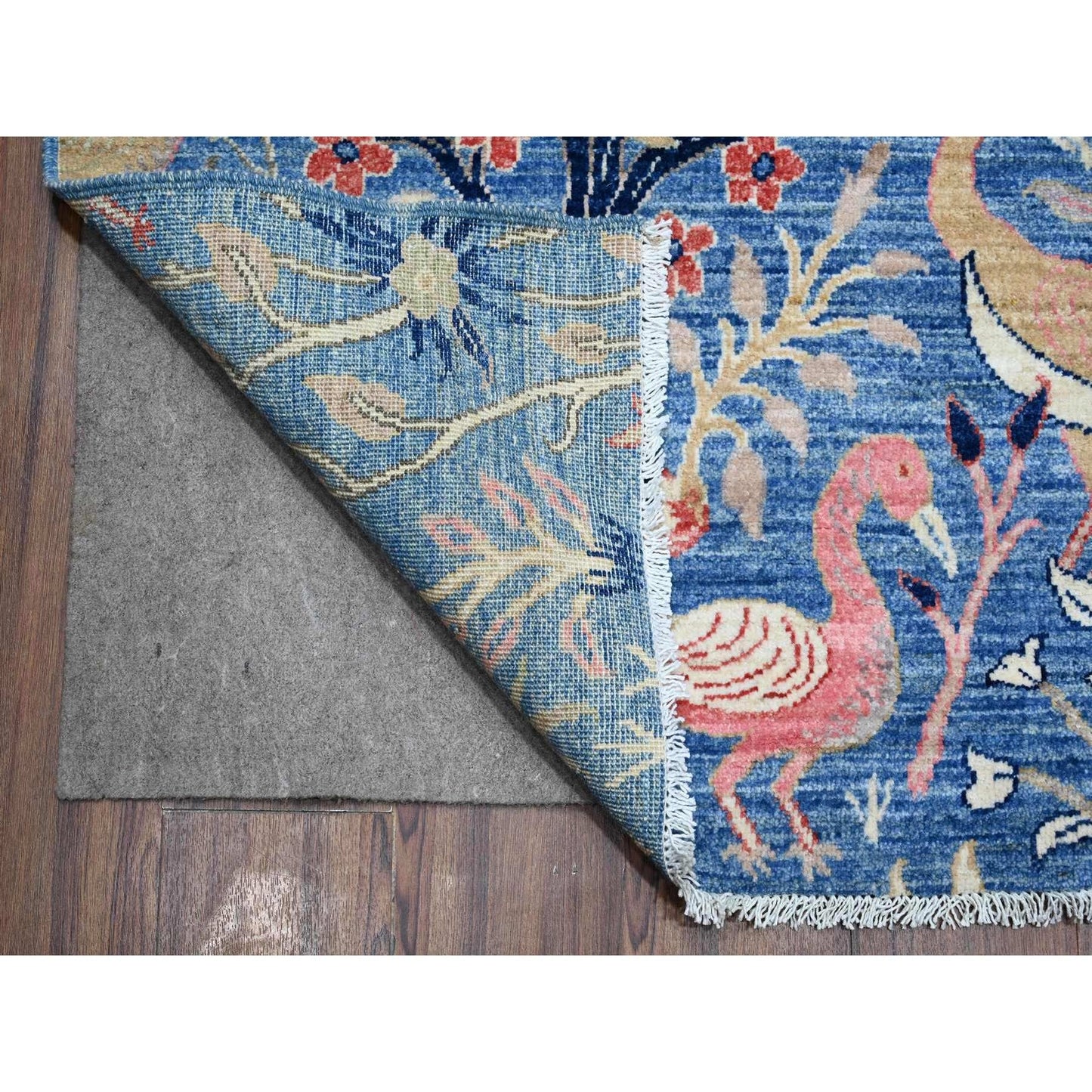 9'X11'10" Blue Wool Tree Of Life Peshawar Hand Knotted Oriental Rug