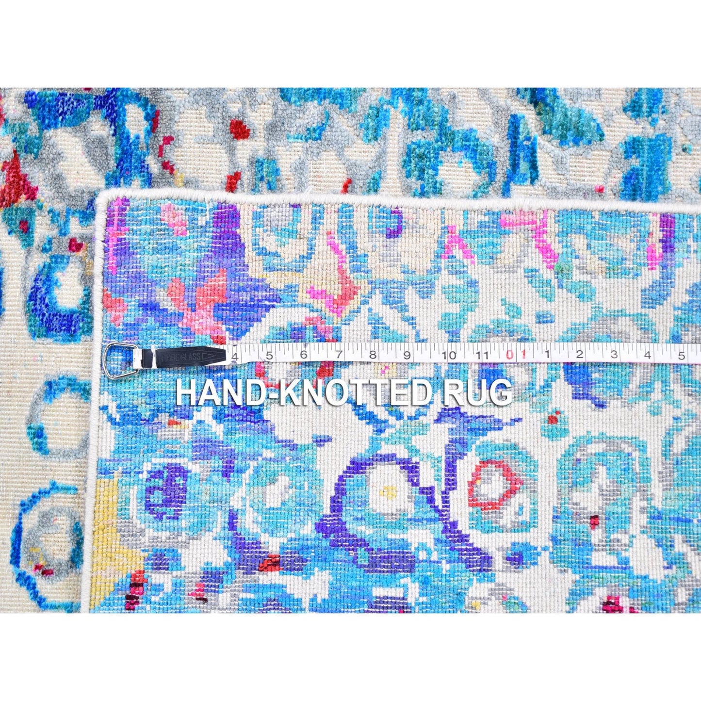 4'X6' The Peacock Sari Silk Colorful Hand Knotted Oriental Rug