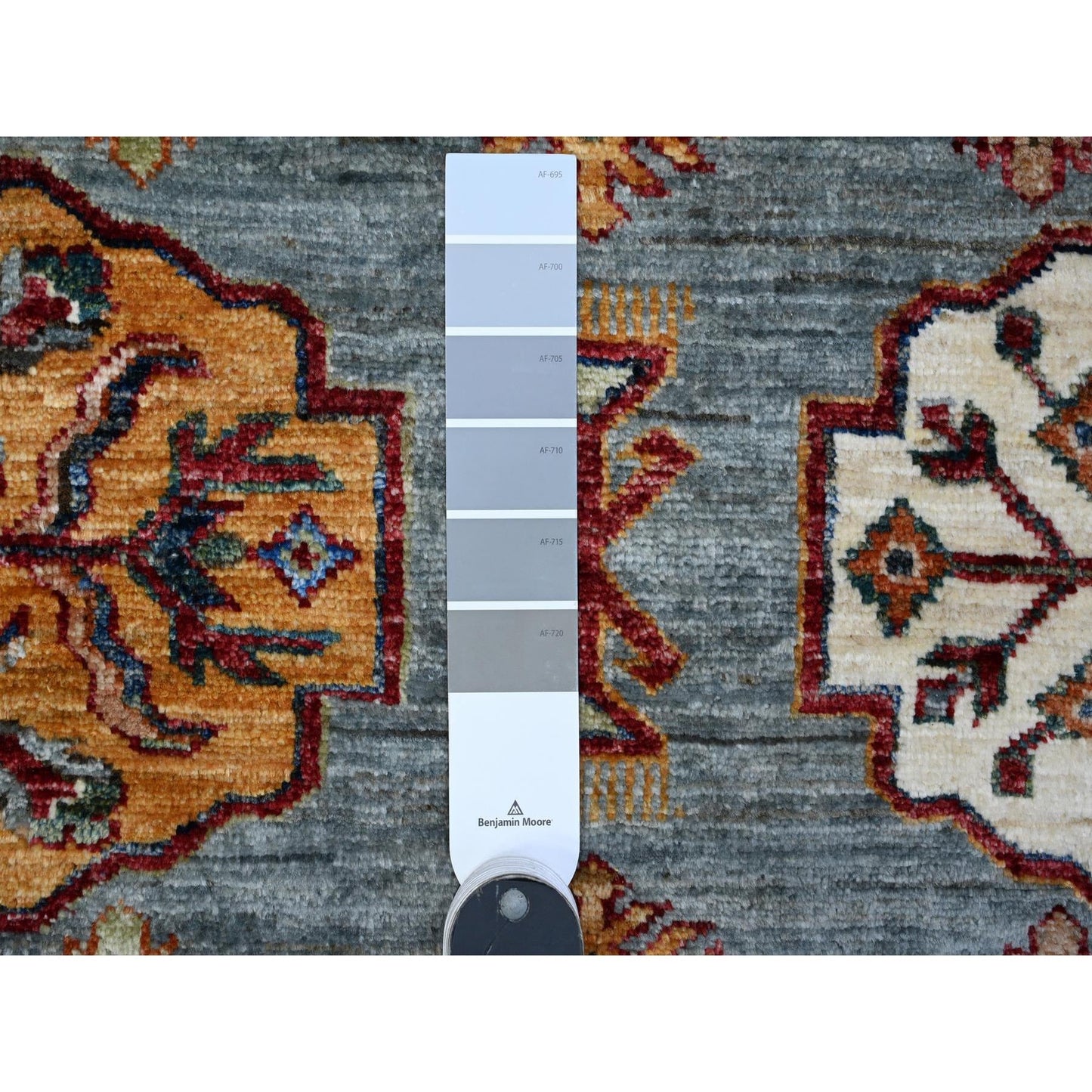 9'X12'5" Normandy Gray Hand Knotted Super Kazak Tribal Wool Oriental Rug