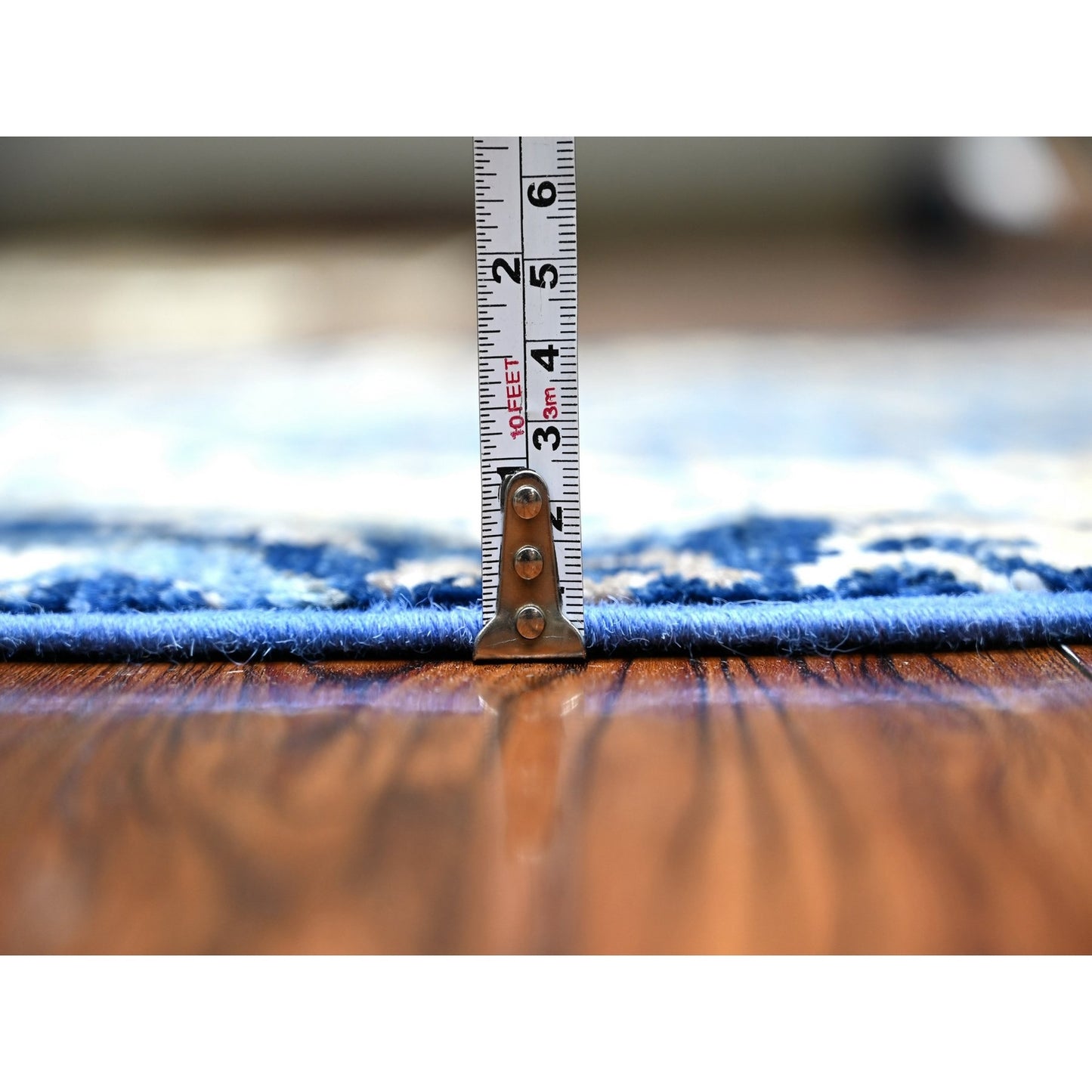 2'6"X6'8" Blue Fine Aryana Soft Wool Hand Knotted Oriental Rug