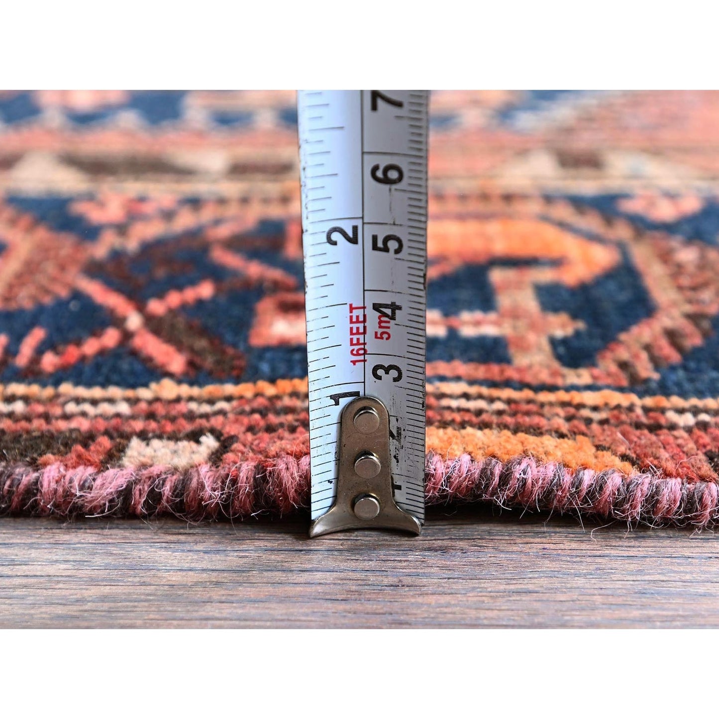 4'1"X6'9" Blush Red Vintage Zoroastrian Khamadan Hand Knotted Pure Wool Rug