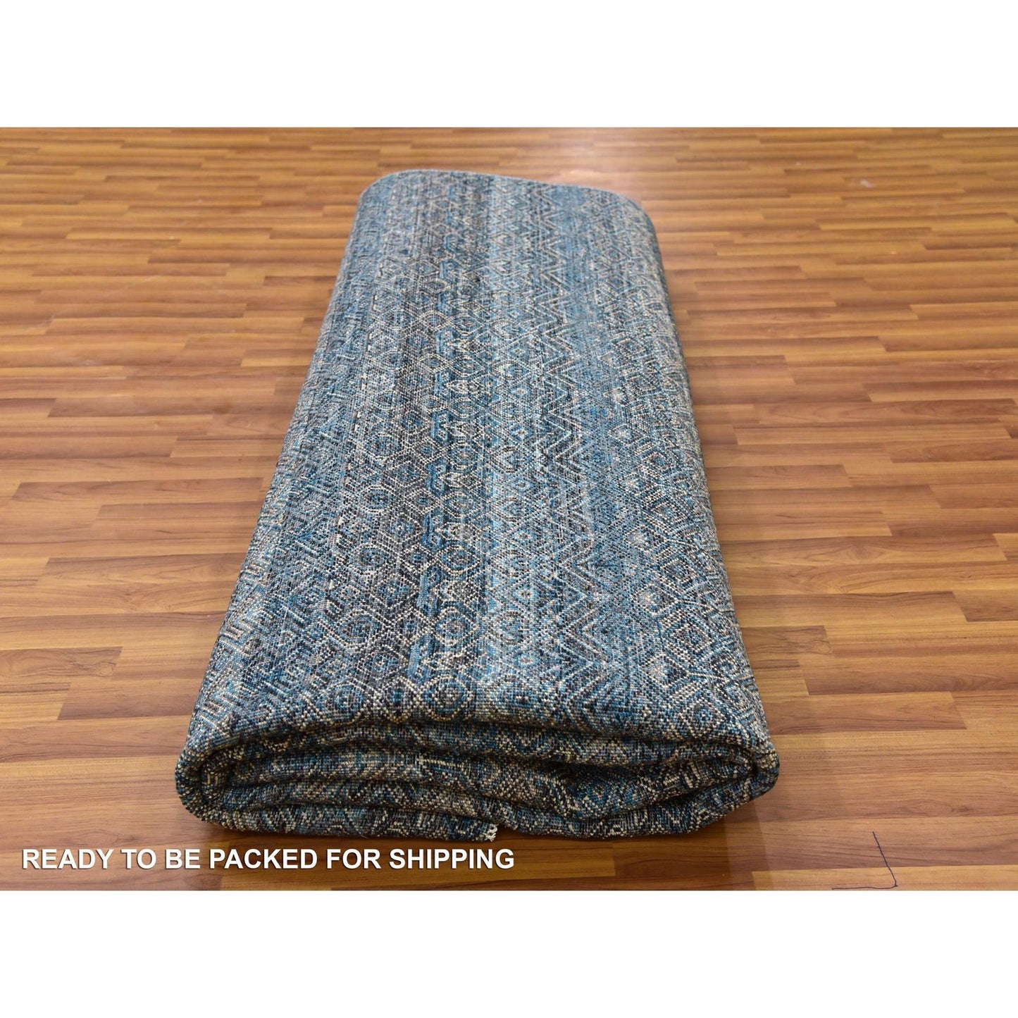 10'1"X10'1" Blue Hand Knotted Kohinoor Herrita Design Wool Square Rug