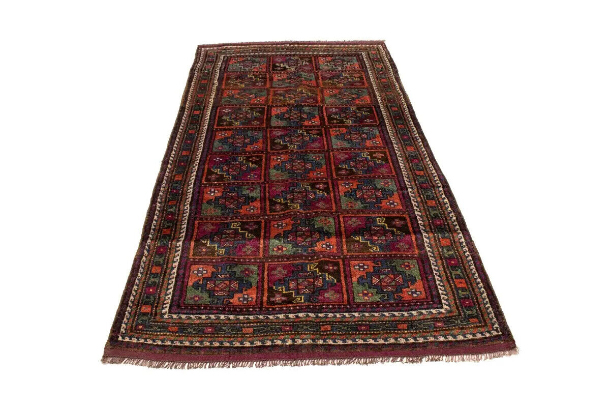 Vintage Violet Brown Oriental Rug Tribal Design