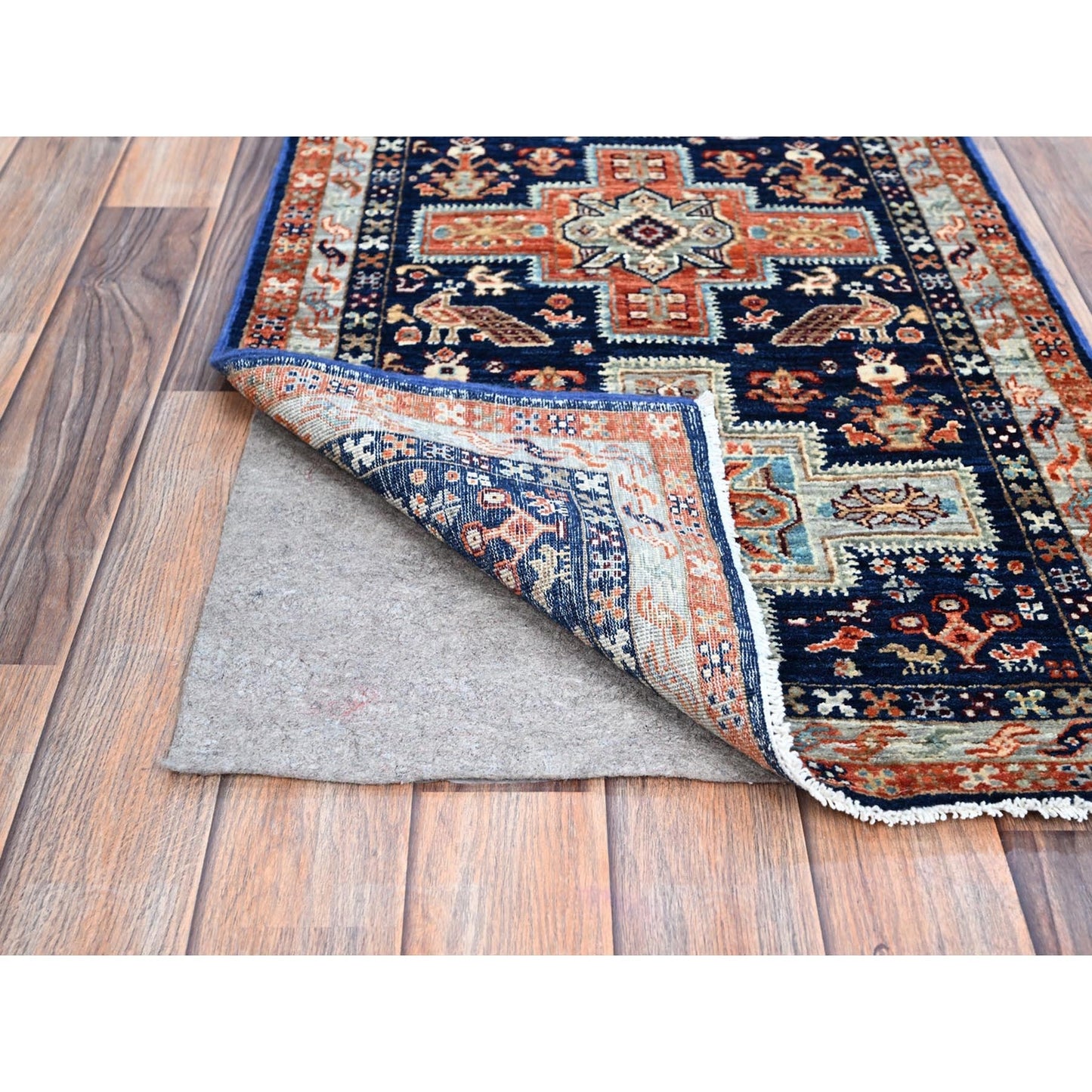 2'X5'10" Yale Blue Armenian Caucasian Design 200 Kpsi Runner Oriental Rug