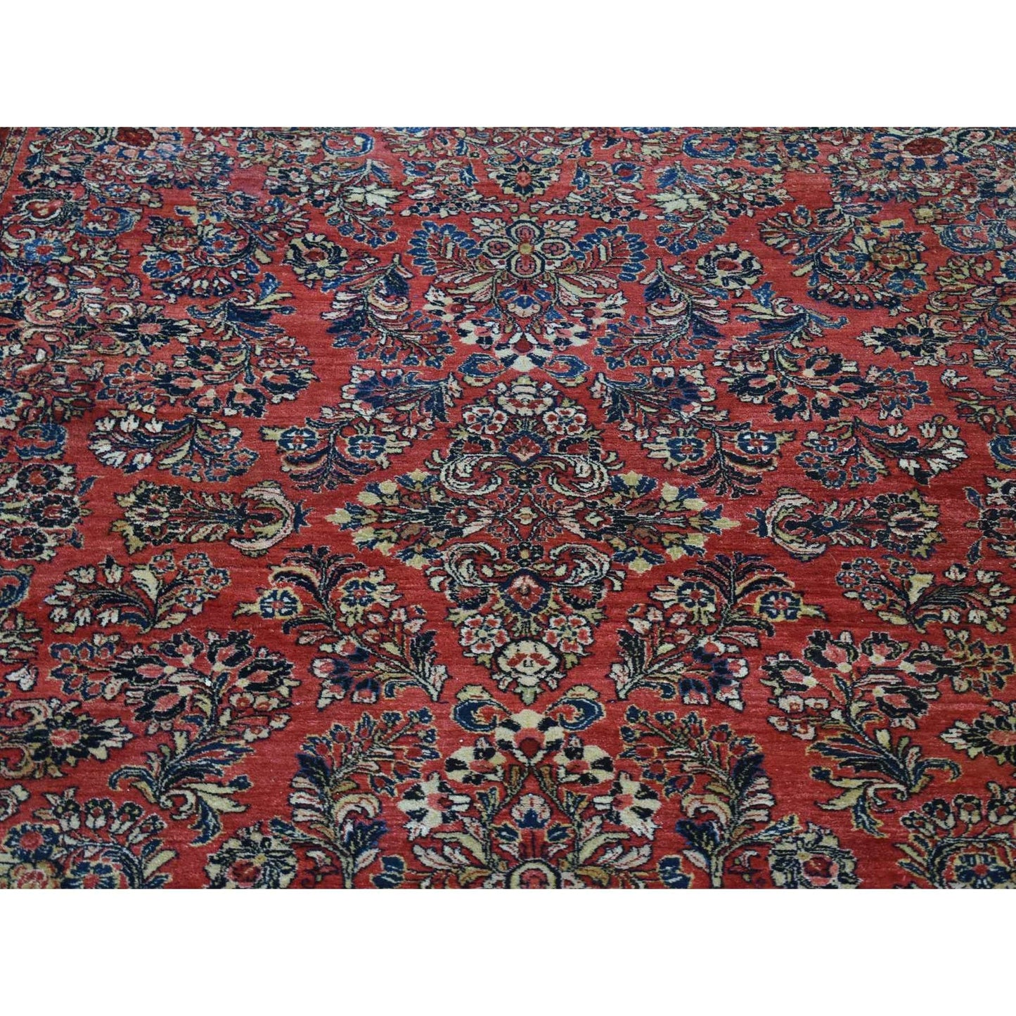 7'10"X9'10" Red Farsian Saroogh Soft Wool Hand Knotted Full Pile Rug
