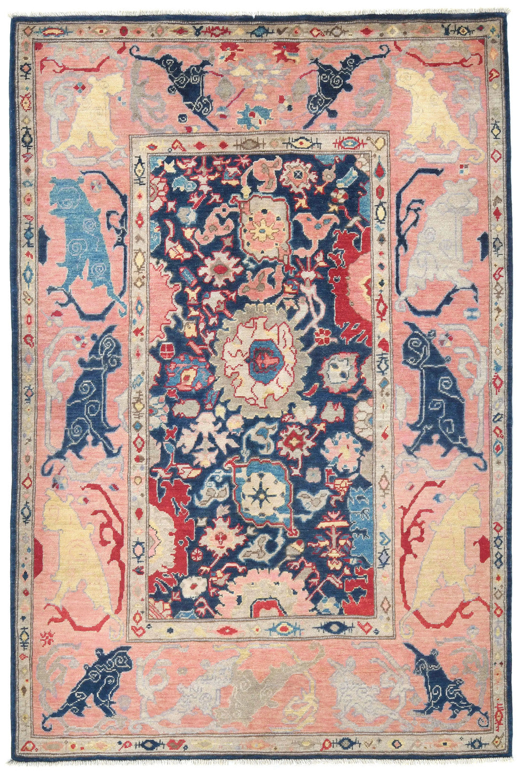 Handmade Kazak Pakistan Rug Floral Modern Design