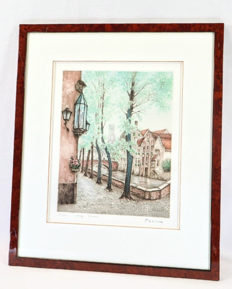 Francis Hebbelinck Etching "Brugge - Groenerei" Signed Limited Edition Belgium