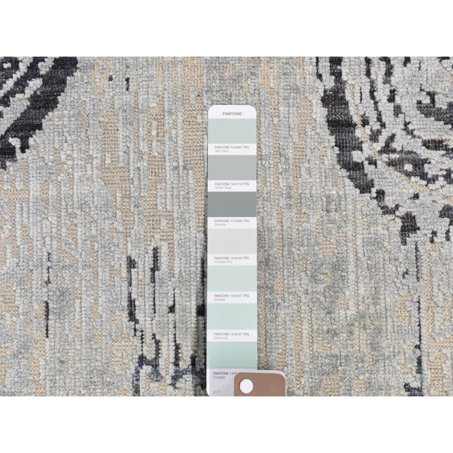 10'X14'5" Gray The Cane Design Silk With Wool Hand Knotted Rug