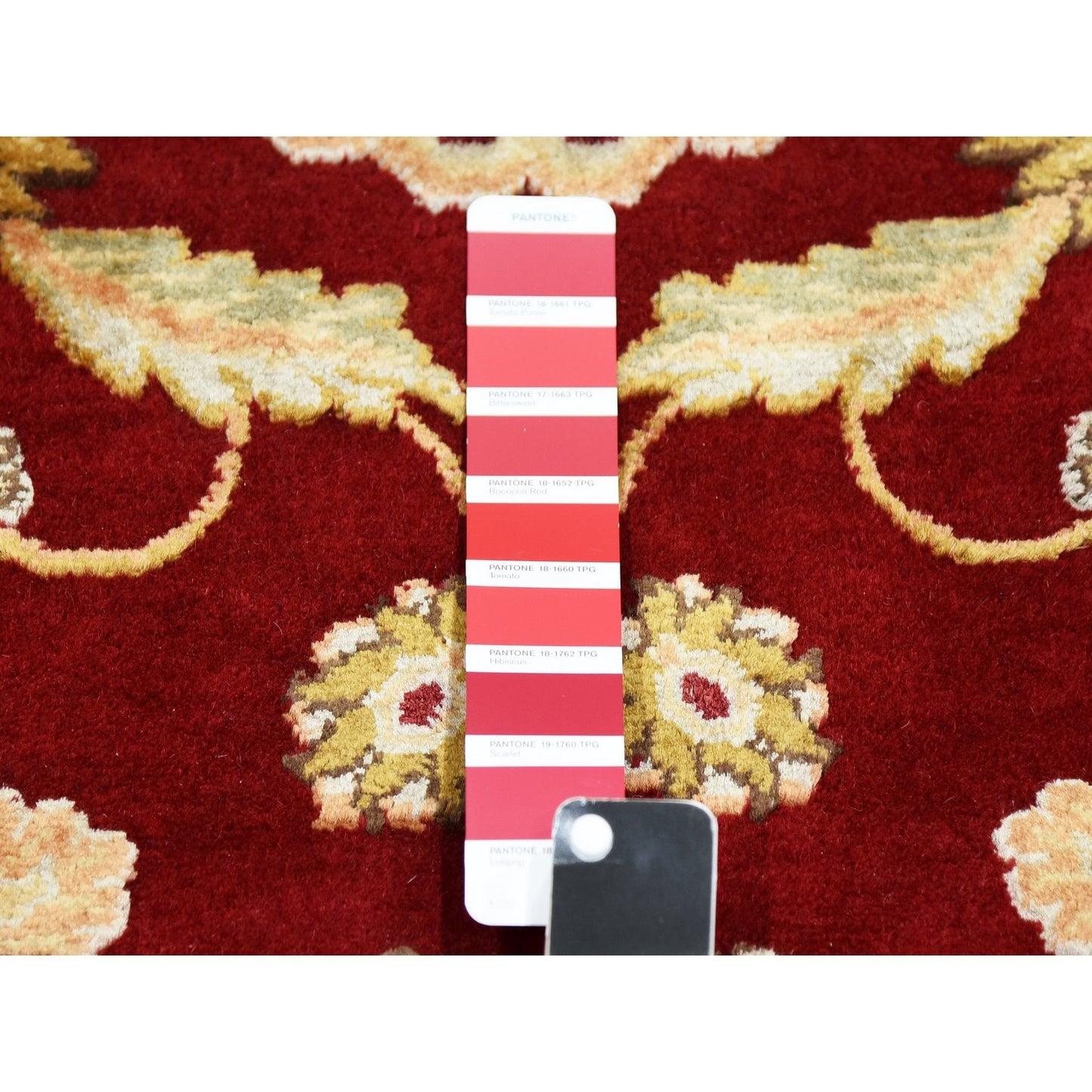 9'X12' Burgundy Red Rajasthan Design Wool And Silk Hand Knotted Rug