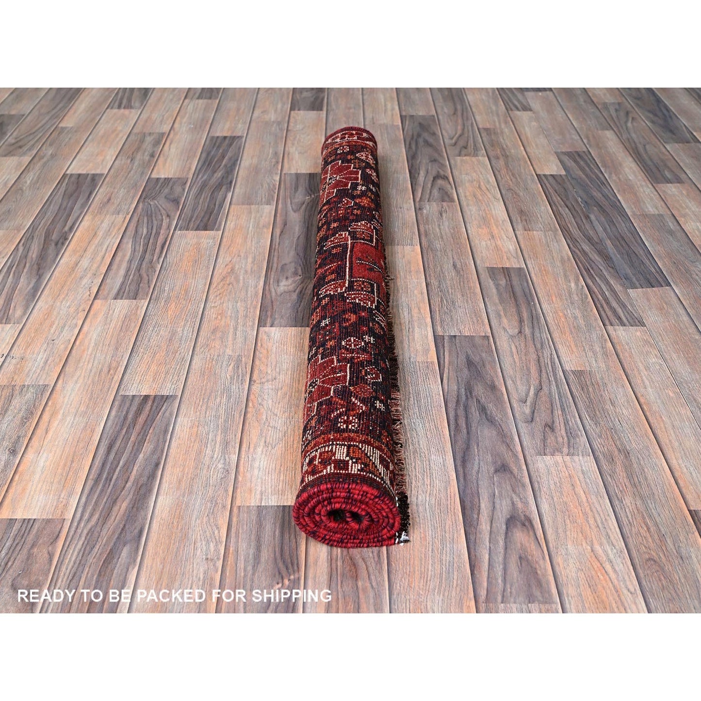 3'6"X5'1" Scarlet Red Vintage Zoroastrian Sheeraz Hand Knotted All Wool Rug