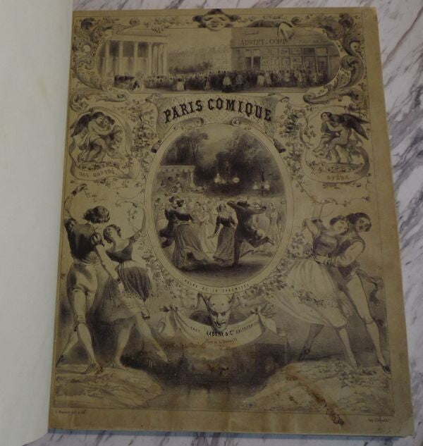 1844 Paris Comique 1St Edition Aubert Hand-Colored Lithographs Vellum Binding