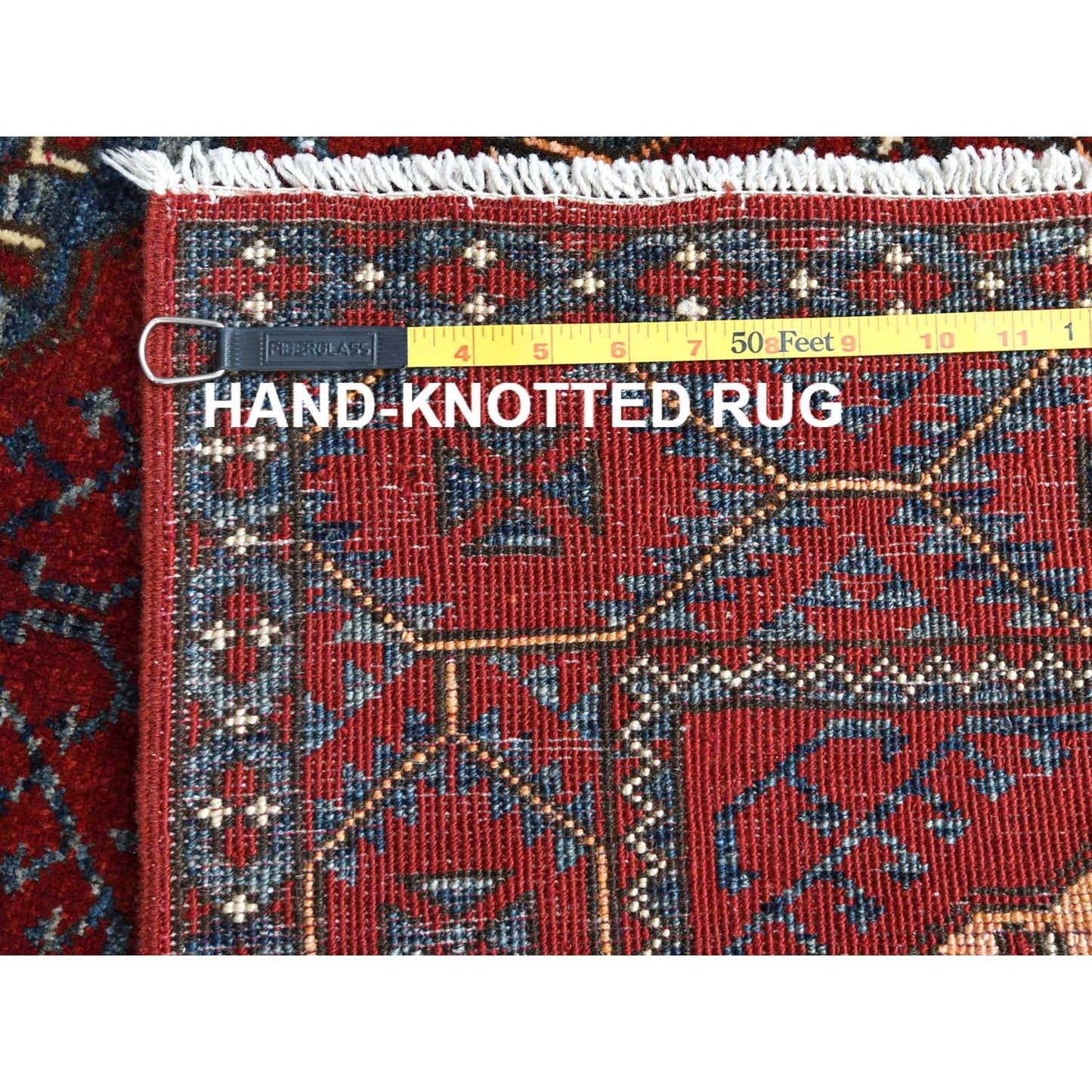 3'5"X4'4" Red Afghan Ersari Elephant Feet Design Wool Hand Knotted Rug