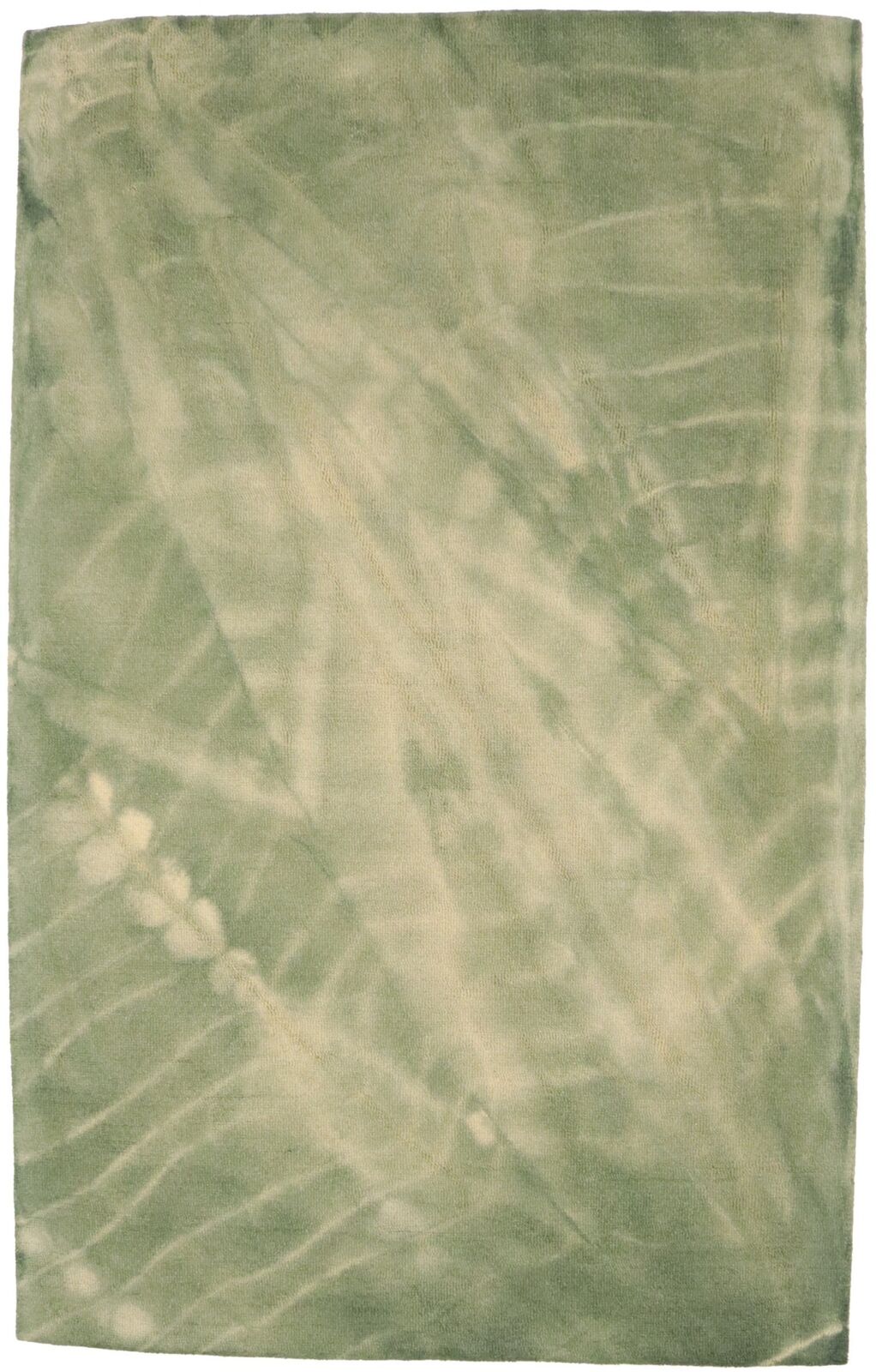 Olive Green Hand-Tufted Abstract Tie-Dye Design