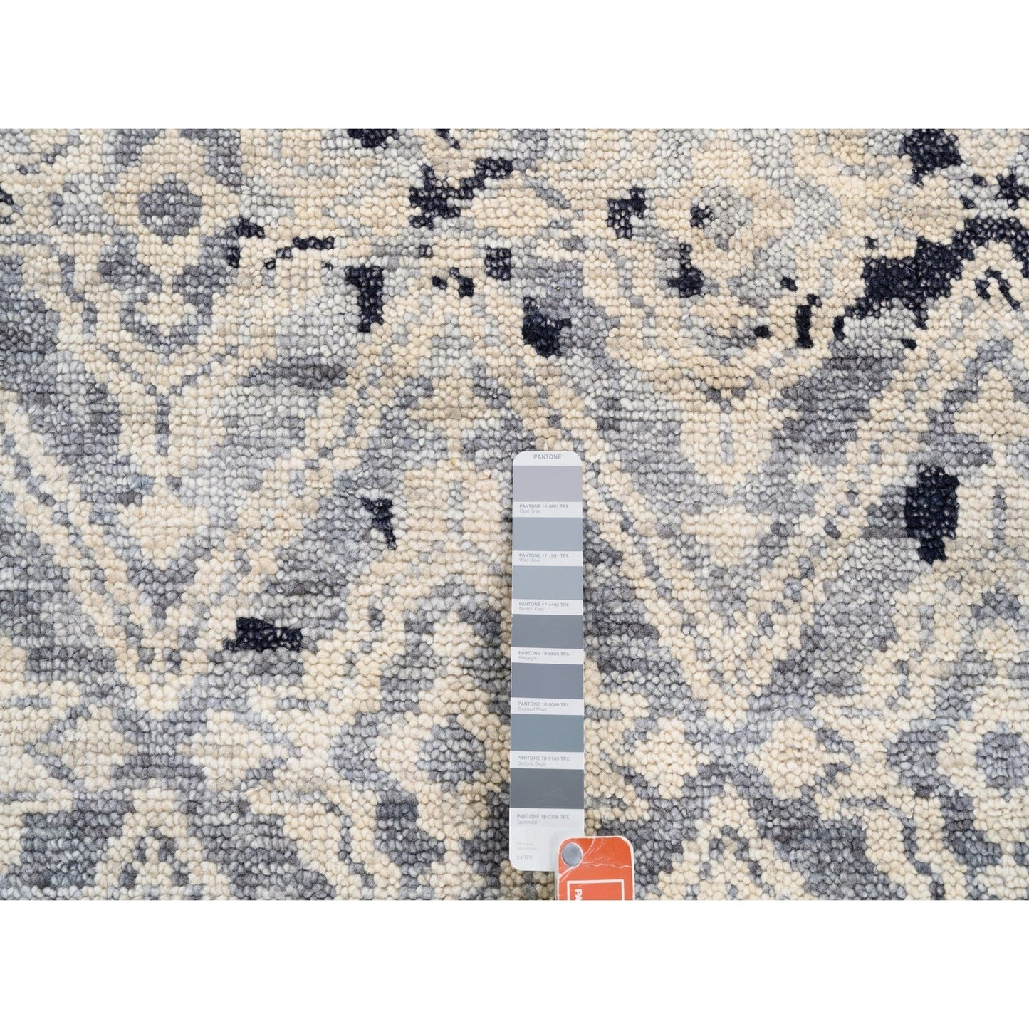 9'X12'1" Silver Supple Collection Erased Mughal Design Hand Knotted Rug