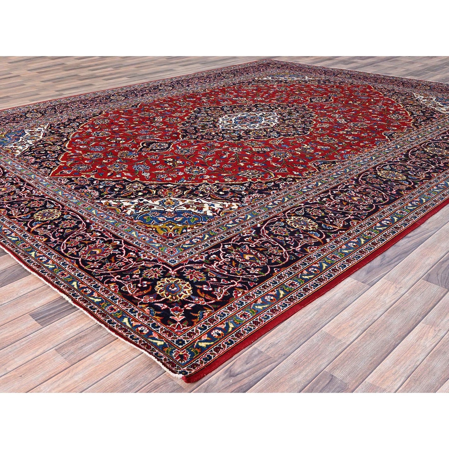 10'1"X13' Angels Red Hand Knotted Vintage Kishoon All Wool Oriental Rug