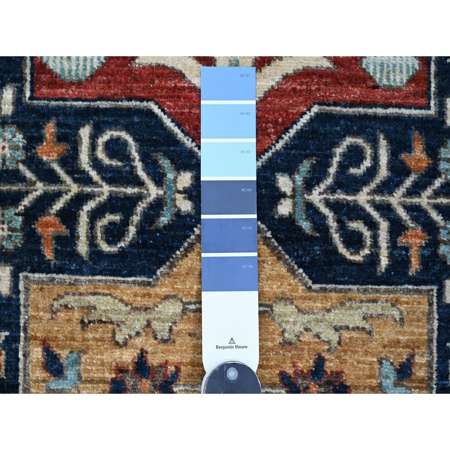 2'6"X7'10" Blue Caucasian Akstafa Design All Wool Hand Knotted Runner Rug