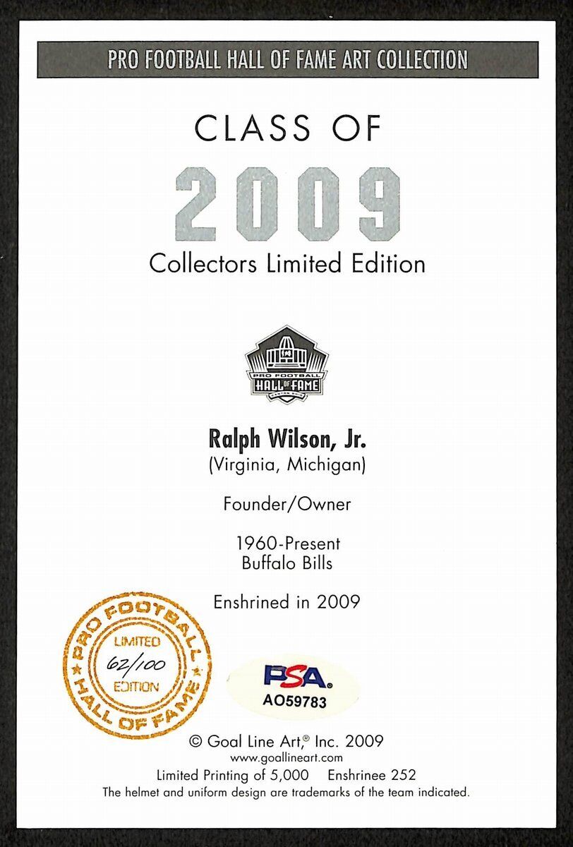 Ralph Wilson Jr. Signed/Inscr Glac Goal Line Art