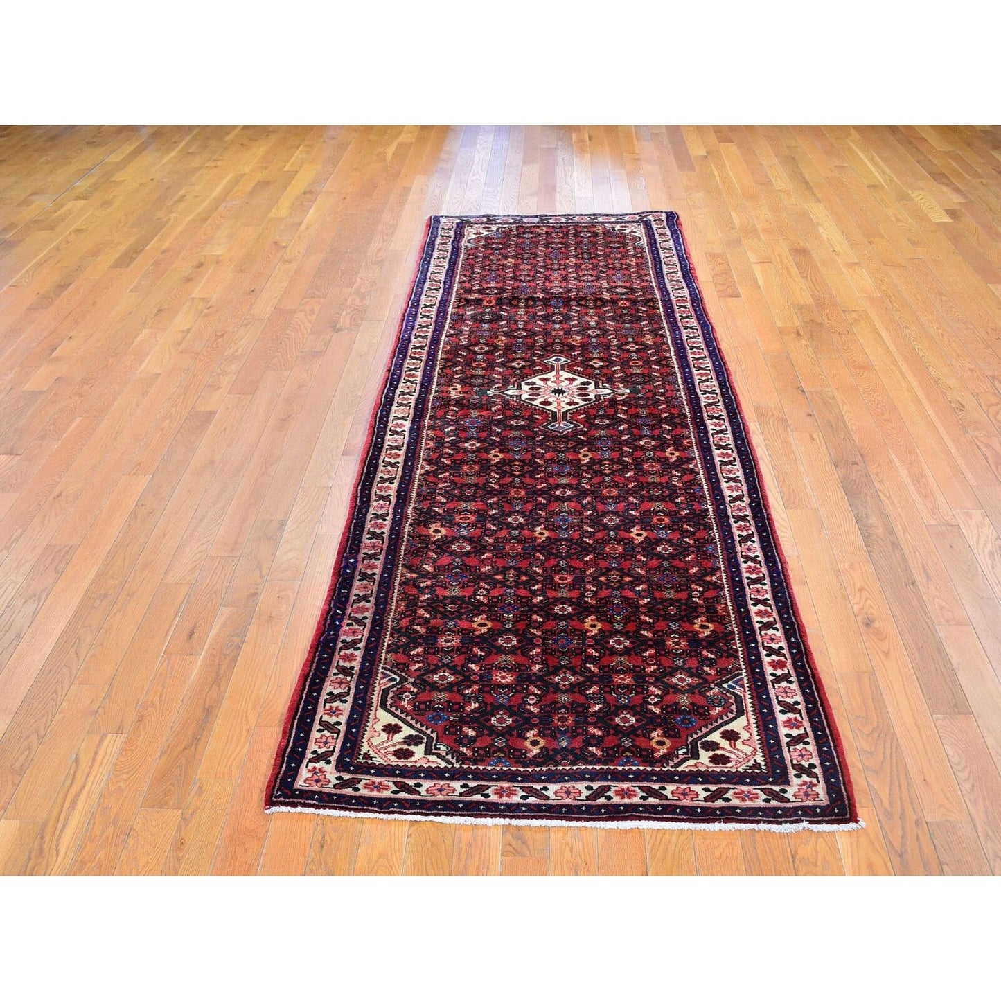 3'5"X10'4" New Farsian Amadan Mahi Fish Design Wide Runner Hand Made Rug