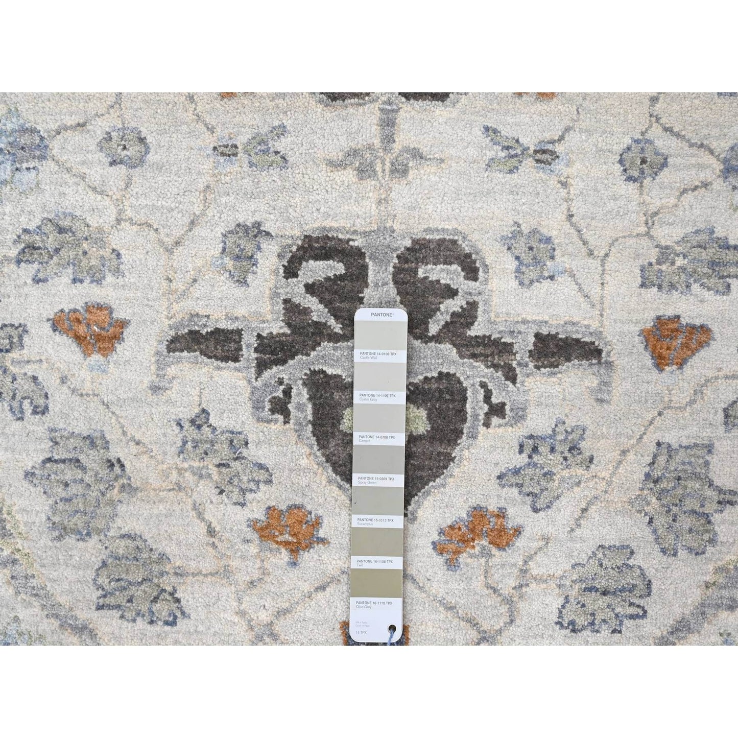 10'X10' Summer Gray Oushak All Over Floral Wool Hand Knotted Square Rug