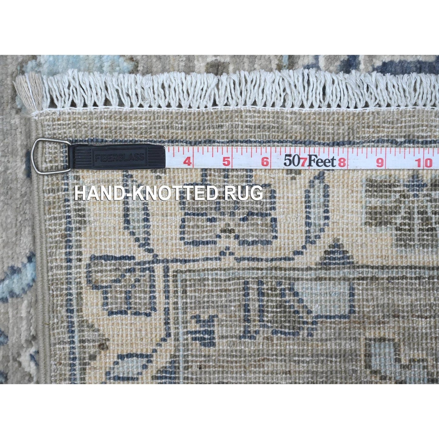 2'5"X10'8" Repose Gray Karajeh Design Hand Knotted Runner Oriental Rug