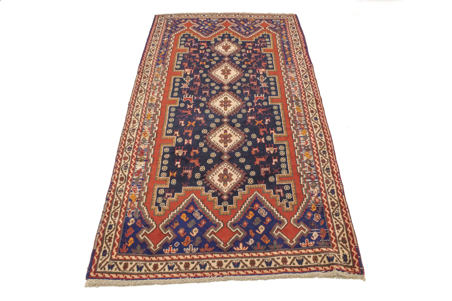 Vintage Geometric Design Oriental Rug Farmho