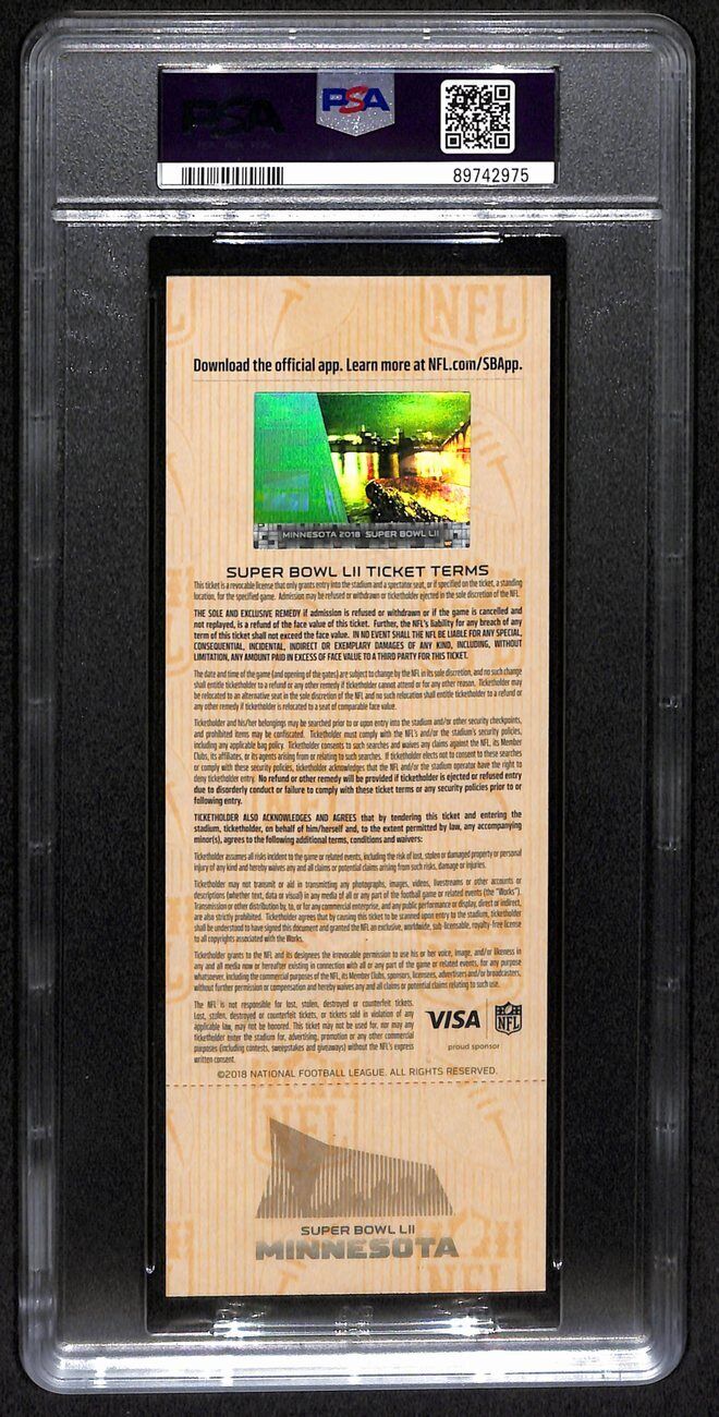 2018 Super Bowl Lii Full Ticket Eagles Vs.