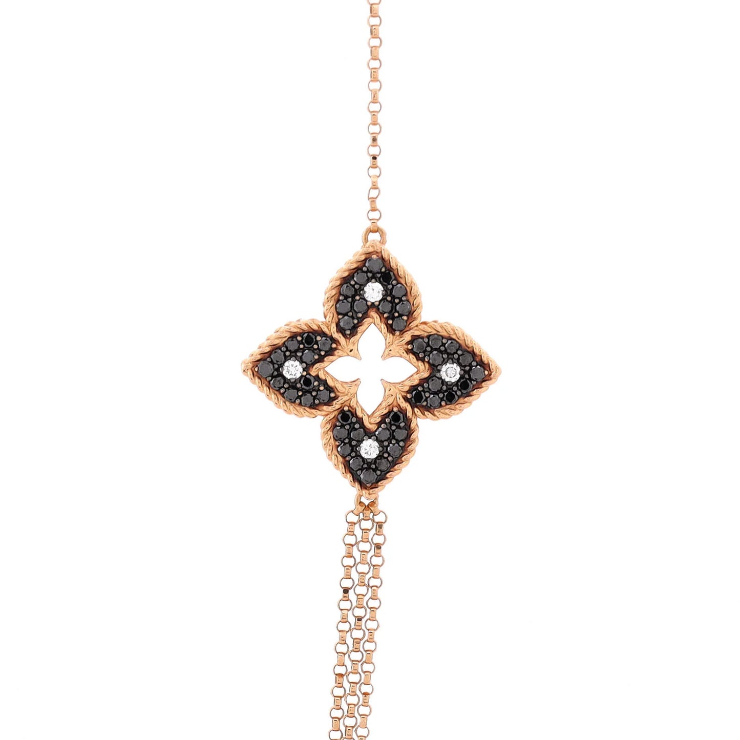 Roberto Coin Petite Venetian Princess Flower Three Strand Long Necklace 18K Rose