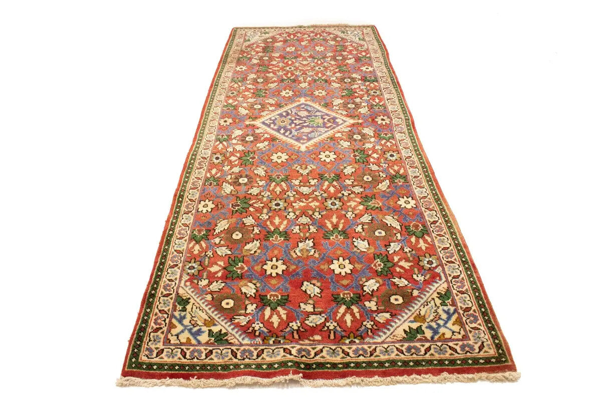 Rare Vintage Red Floral Oriental Runner Rug