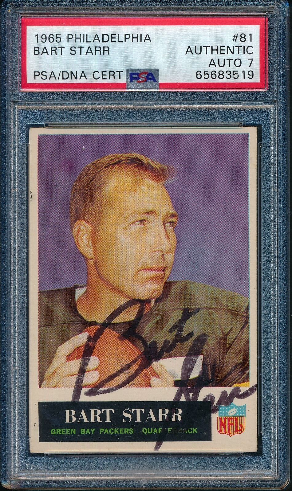 Bart Starr Hof Signed 1965 Philadelphia Card #81