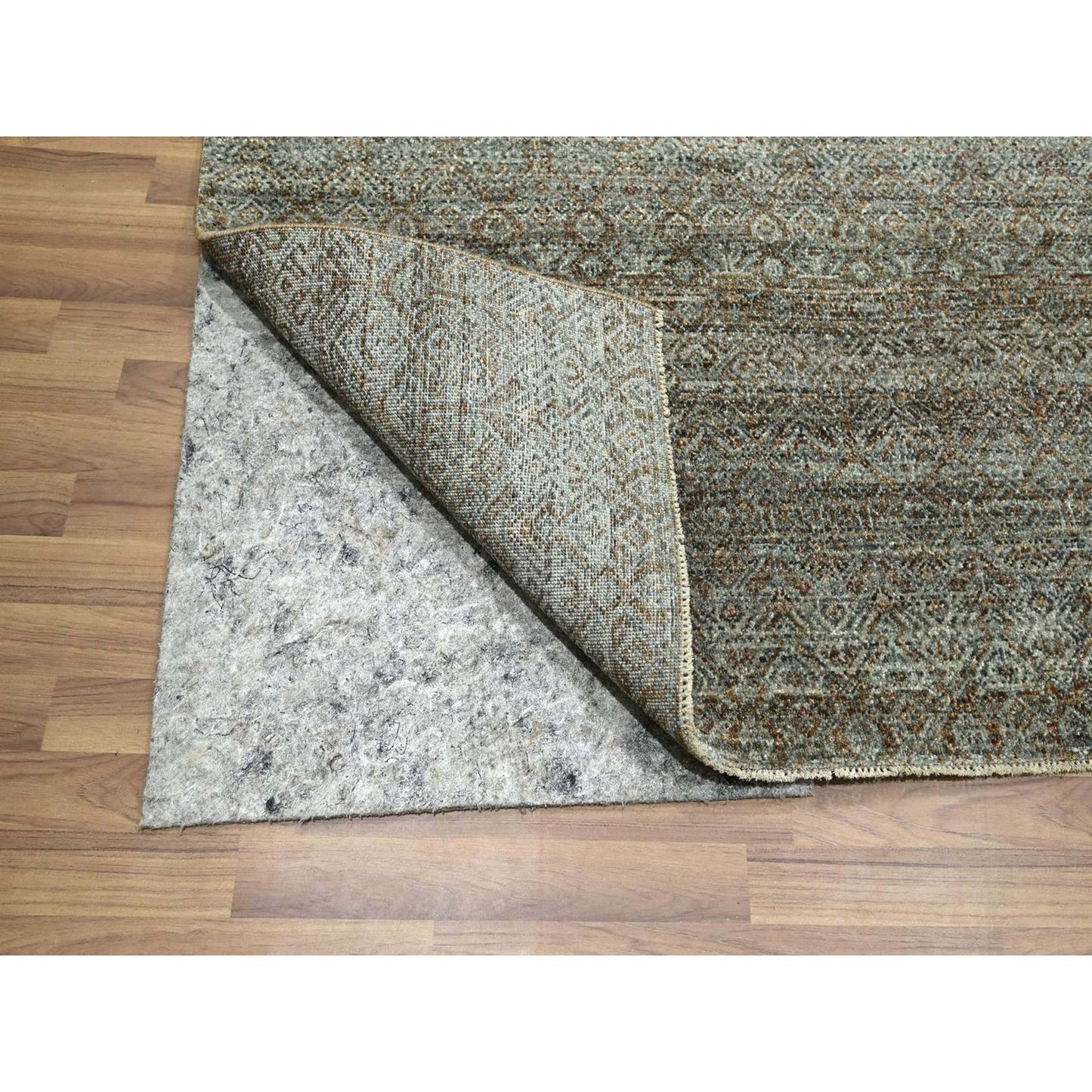 8'X10' Brown Kohinoor Soft Wool Hand Knotted Rug Small Geometric Design
