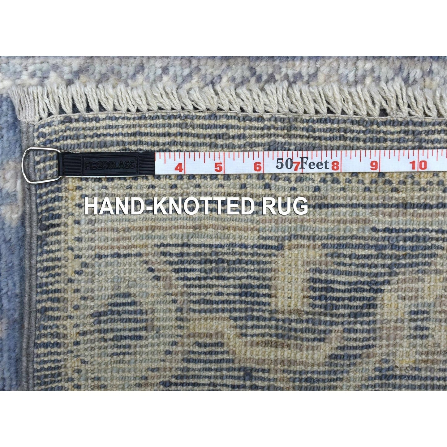 2'7"X11'5" Charcoal Gray Afghan Angora Ushak Hand Knotted Wool Runner Rug