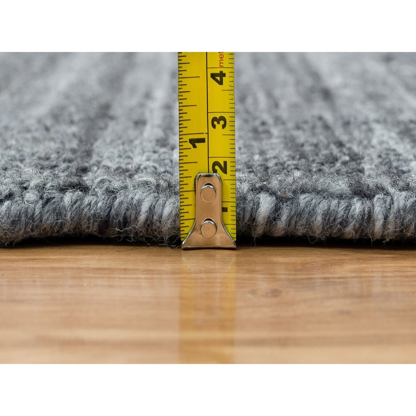 10'3"X14' Arsenic Gray Pure Wool Hand Loomed Modern Striae Design Rug