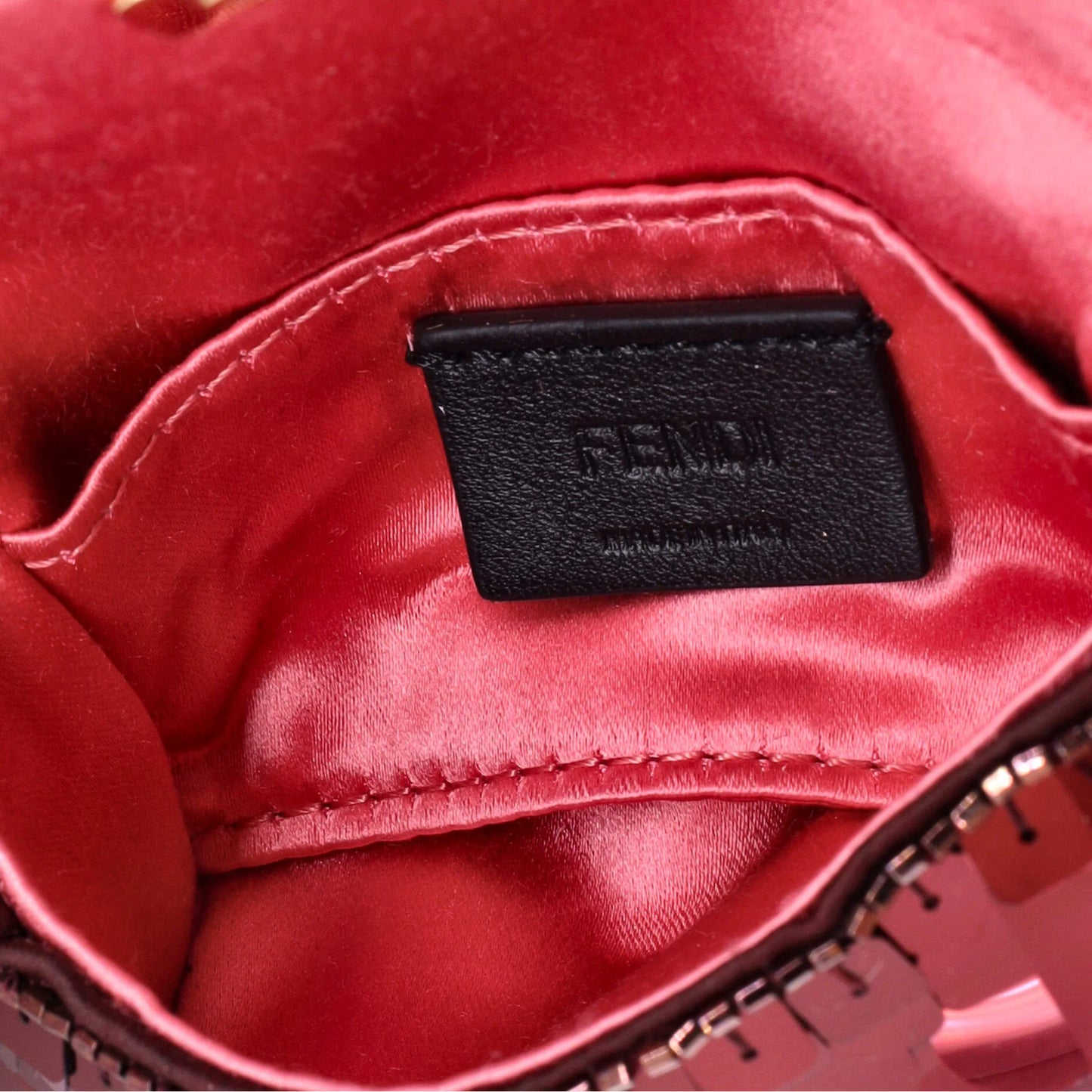 Fendi Chain Baguette Charm Bag Sequins Nano