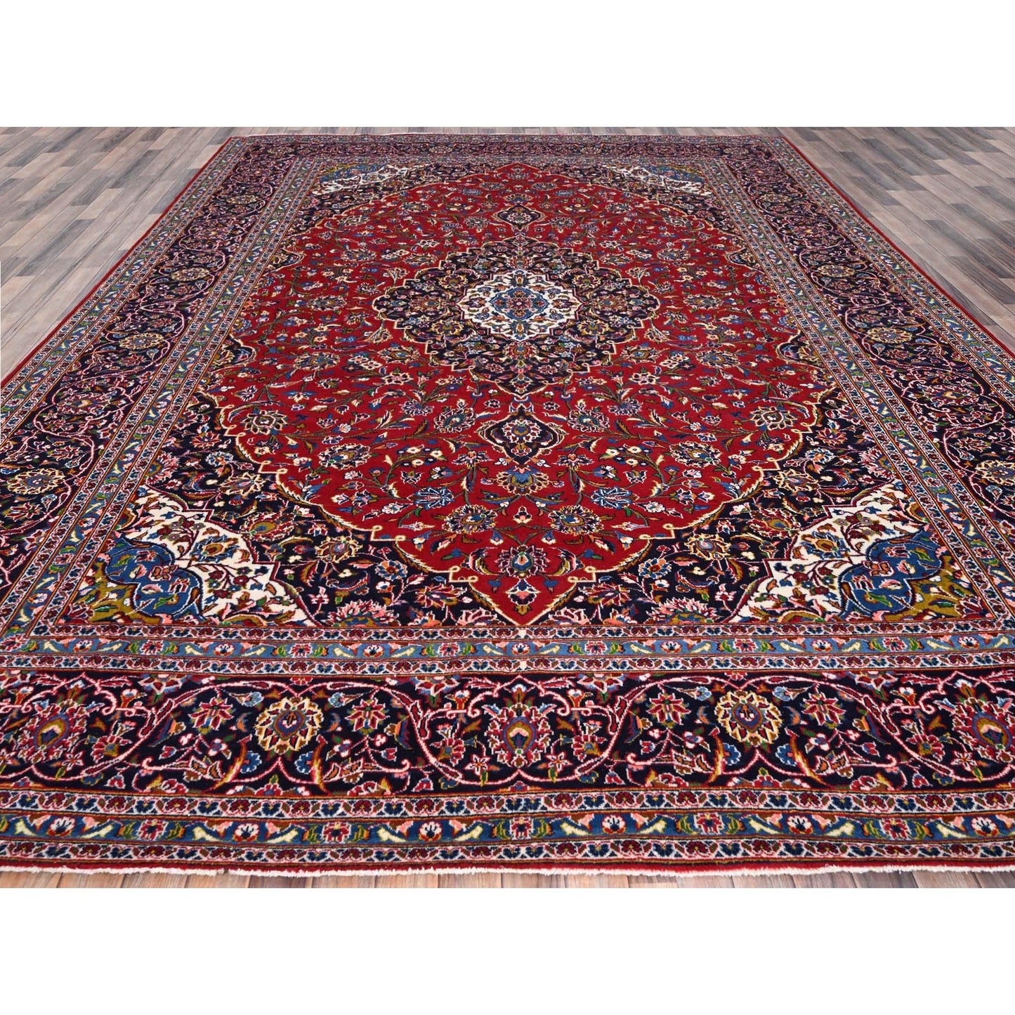 10'1"X13' Angels Red Hand Knotted Vintage Kishoon All Wool Oriental Rug