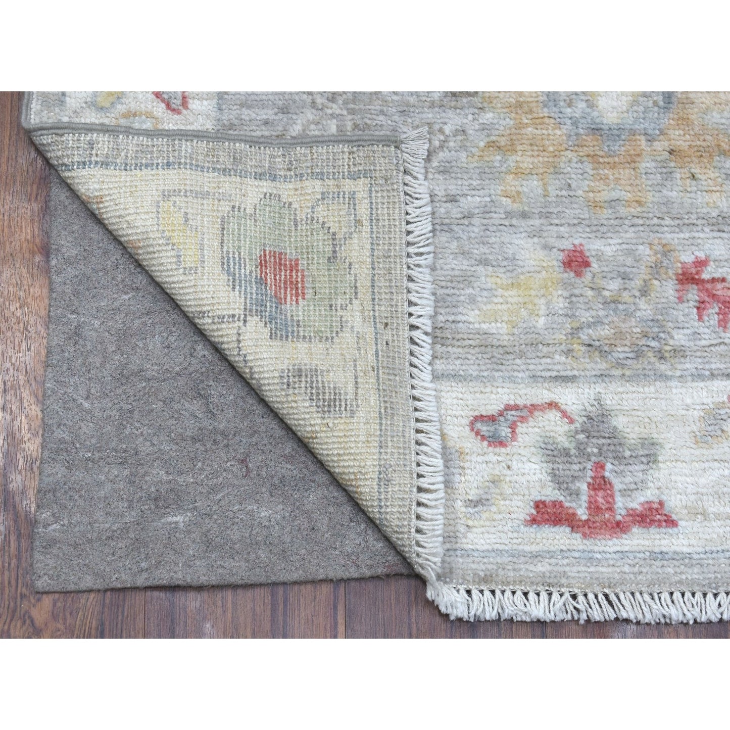 3'X13'5" Angora Oushaks Hand Knotted Soft Wool Gray Runner Rug