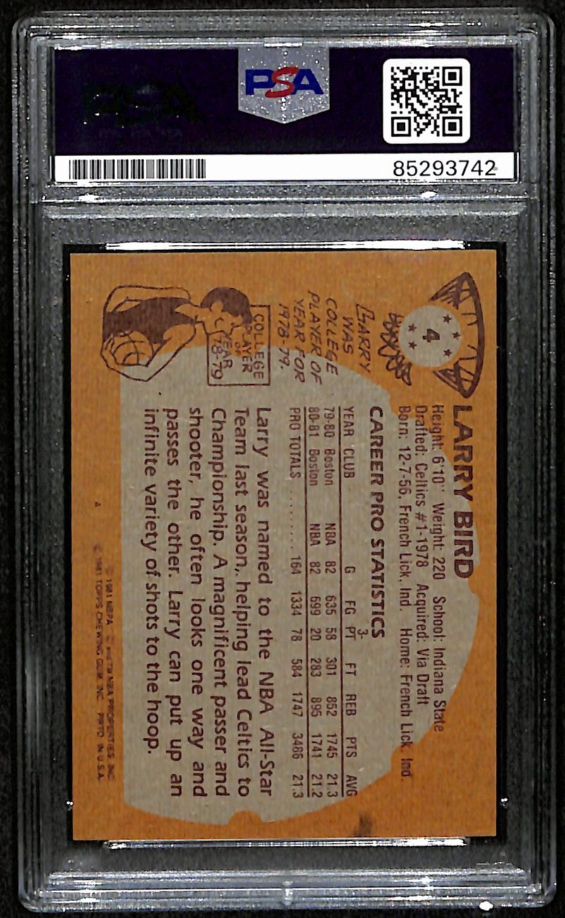 Larry Bird Hof Signed/Autographed 1981 Topps Card