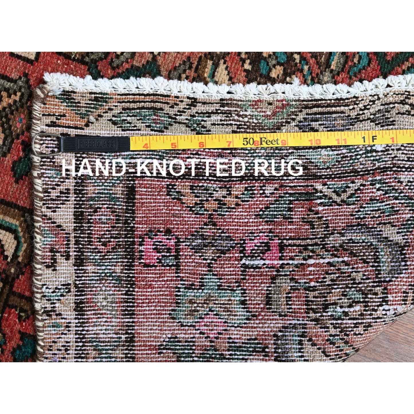 2'7"X9'1" Red Vintage Zoroastrian Khamadan Hand Knotted All Wool Runner Rug